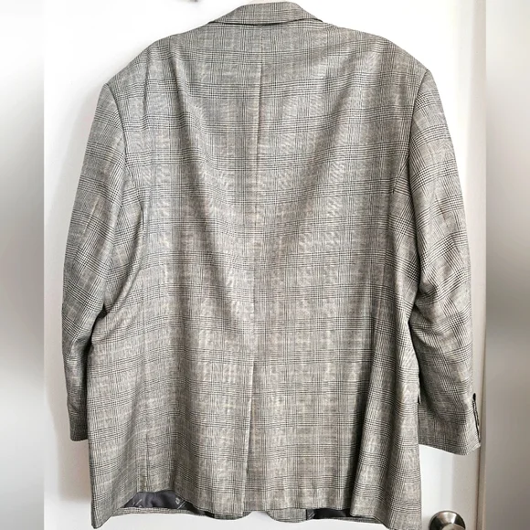 Pronto Moda Mens 52R Sport Coat/Blazer Black/White Plaid Silk/Wool/Cashm… - Picture 2 of 16